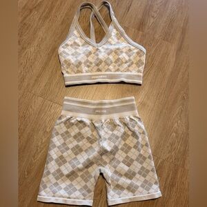 PROZIS Beige Plaid Preppy Active Set